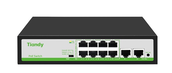 10-Port 10/100Mbps PoE Switch TIANDY TC-P3S010 (F/0820/AT/90)