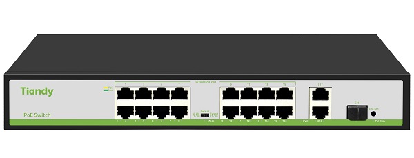 16-Port 10/100M PoE + 1-Port SFP 1000M PoE Switch TIANDY TC-P3S019 (H/1621/AT/180)