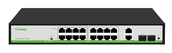 18-Port Gigabit + 2-Port SFP Gigabit PoE Switch TIANDY TC-P3S020 (G/1622/AT/180)