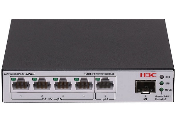 6-Port Gigabit L2 PoE Switch H3C LS-1600V2-6P-HPWR-GL