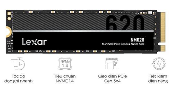 Ổ cứng SSD LEXAR NM620 256GB M.2 2280 PCIe 3.0x4 (LNM620X256G-RNNNG)