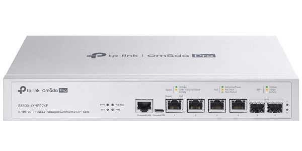 Omada Pro 4-Port PoE++ 10GE with 2 SFP+ Slots Managed Switch TP-LINK S5500-4XHPP2XF 