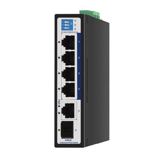 4-Port PoE Gigabit Industrial Switch HRUI HR500-AFG-411S  