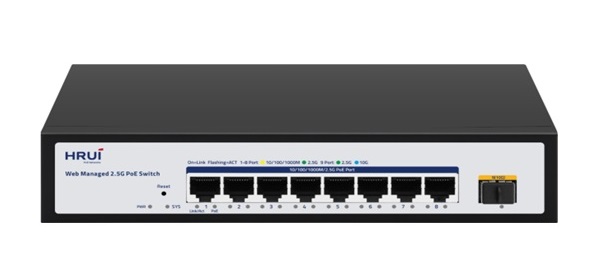 8-Port PoE 2.5G Web-Smart Switch HRUI HR-AFGW-SWTG218ANS-150