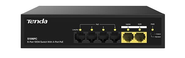 6-Port 100M Lite PoE Switch TENDA S106PC