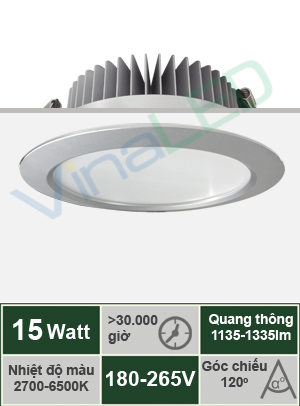 Đèn LED âm trần 15W VinaLED DL-E15S