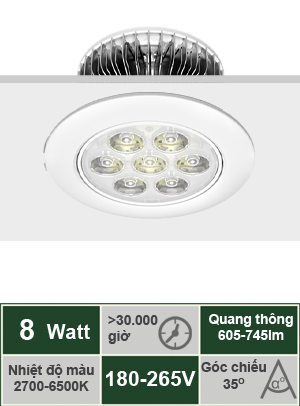 Đèn LED âm trần 8W VinaLED DL-C08H