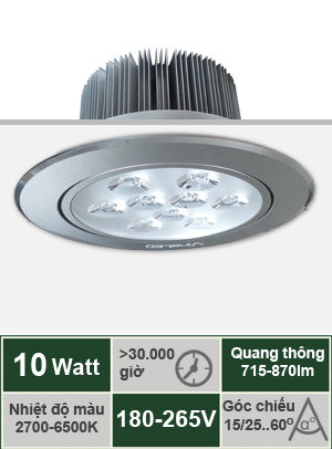 Đèn LED âm trần 10W VinaLED DL-D10H