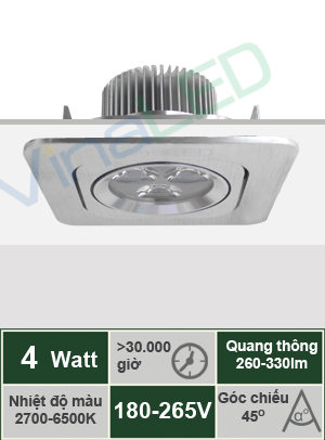 Đèn LED âm trần 4W VinaLED DL-A04H