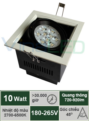 Đèn LED âm trần 10W VinaLED DL-B10H