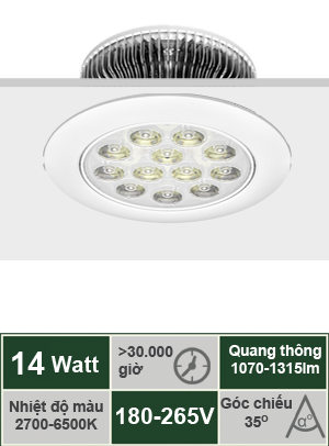 Đèn LED âm trần 14W VinaLED DL-C14H 