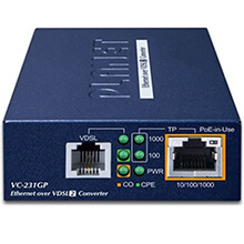 1-Port 10/100/1000T 802.3at PoE+ Ethernet to VDSL2 Converter PLANET VC-231GP